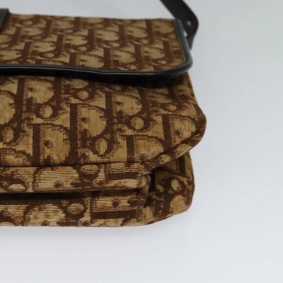 Christian Dior Trotter Canvas Shoulder Bag Brown Gold Auth 118343 - Picture 6 of 16